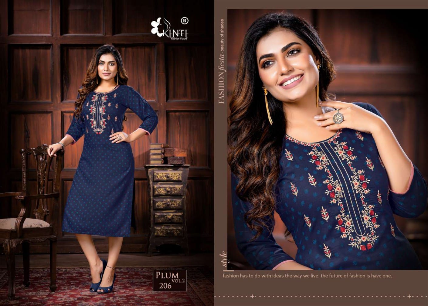 Kinti Plum 2 Rayon Designer Daily Wear Embroidery Kurti Collection